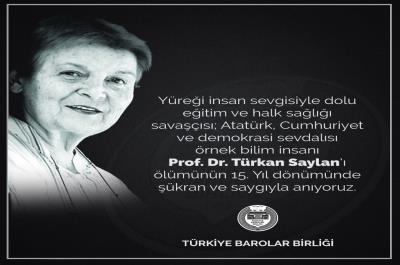 Prof. Dr. Türkan Saylan’ı ölümünün 15. Yıl dönümünde şükran ve saygıyla anıyoruz. 